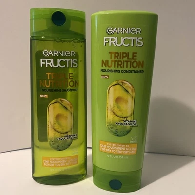 SET of Garnier Fructis Triple Nutrition Shampoo & Conditioner-12.5/12 fl oz