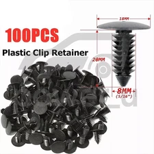 100X 8mm Bumper Clips Auto Car Hole Plastic Rivets Fastener Fender Push Pin NEW