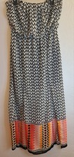 Heartsoul Chevron Maxi Dress Sz Large Boho Chic Beachy Flowy Spring Summer Light