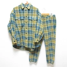 BEAMS BOY Check Boa CPO Jacket and Easy Pants Matching Set, Yellow Women USED