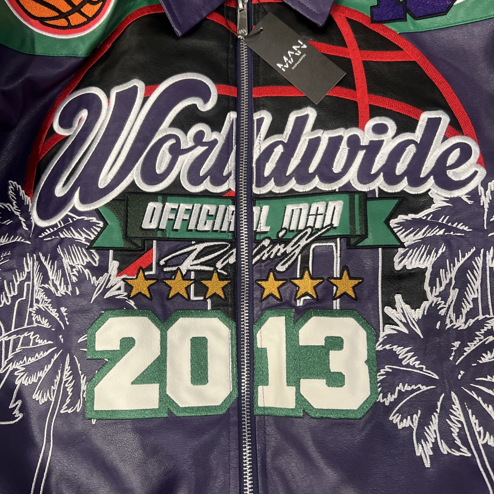 BooHoo MAN Limited Edition Boxy Fit Worldwide 2013 Varsity Jacket US Size XS