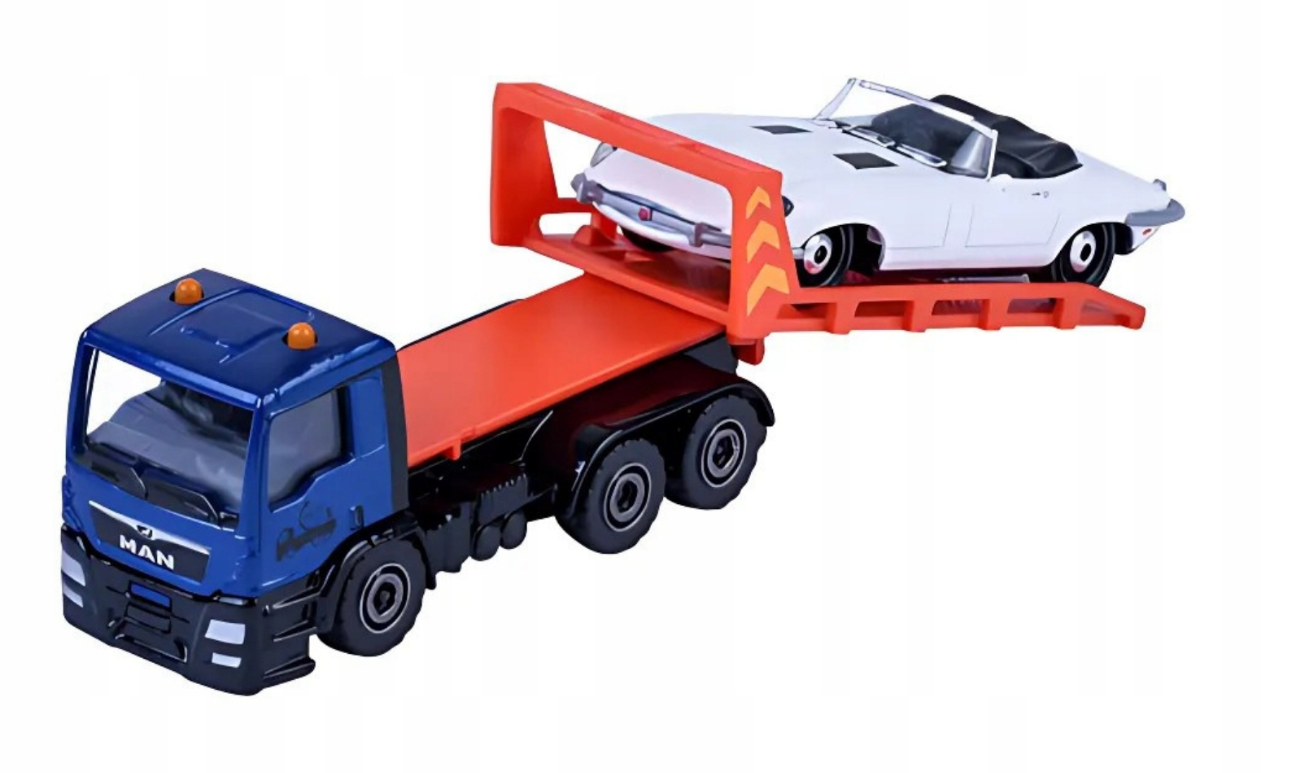 Tow Truck MAN TGS + Jaguar E-Type Model Toy Diecast 1:64-1:87 Scale Majorette