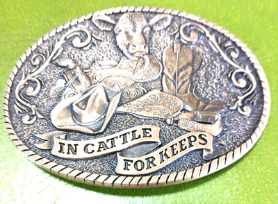 In Cattle For Keeps Cowboy Boots Hat Saddle Farm Award Design Medals Belt Buckle