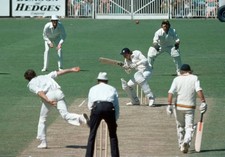 England batsman Derek Randall ducks a bouncer from Dennis Lillee o- Old Photo