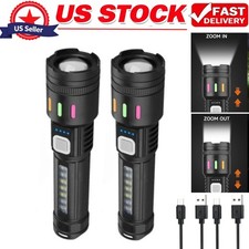 2 Pack 99000000lm Tactical Flashlight Super Bright Rechargeable LED Work Lights