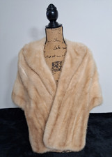 Vtg Mink Fur Cape / Stole Ivory Cream Bridal Wedding Wrap Shawl - Lining Stain