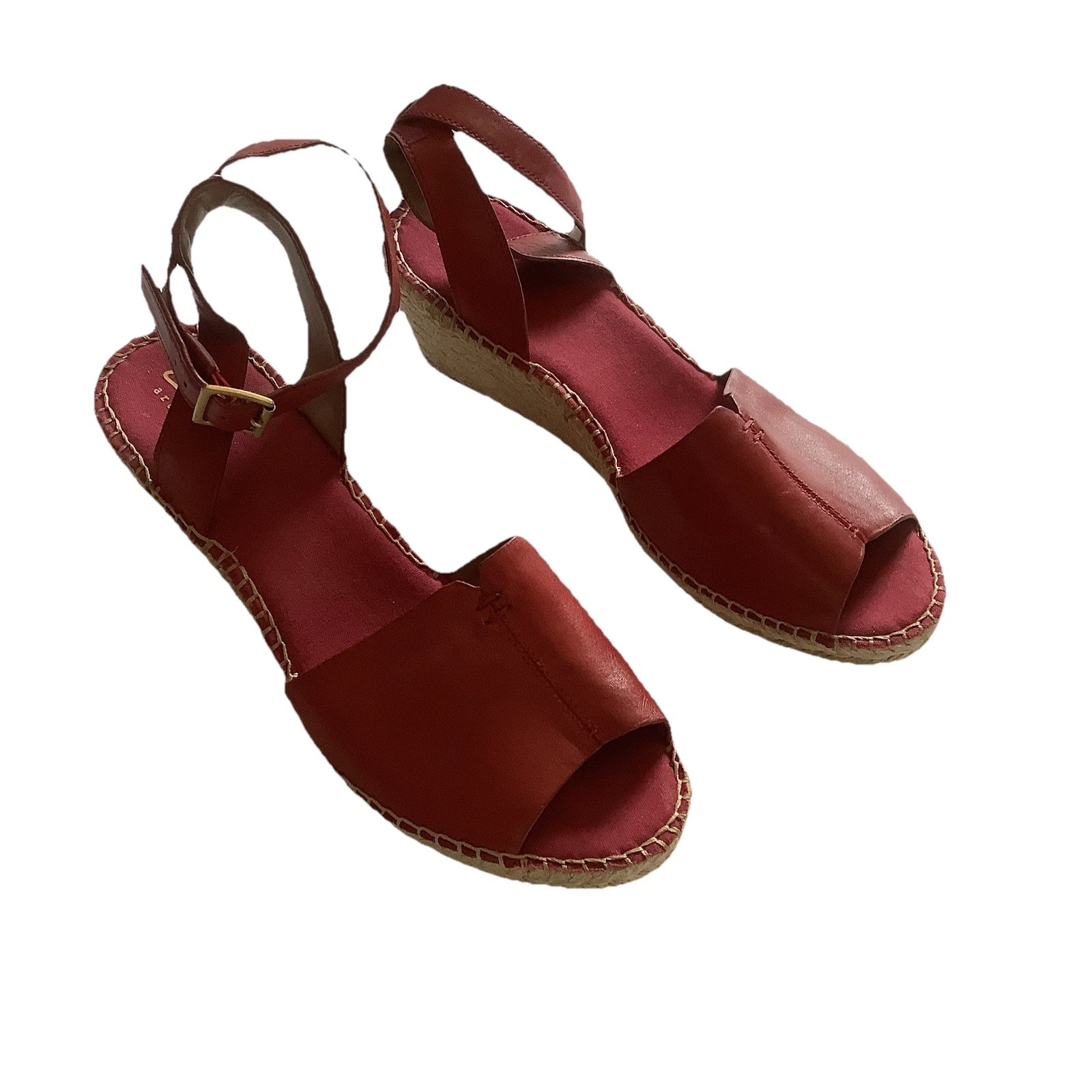 Clarks Artisan Collection Espadrillas donna pelle rossa cinturino alla caviglia zeppa 10W