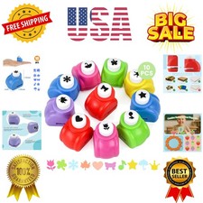 10 Pack Multicolored Shape Paper Hole Punch Craft Set for DIY Crafting, Scrap...