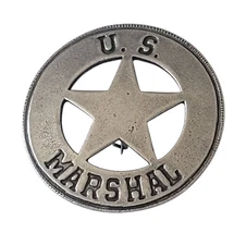 US Marshal Round Badge - Western Collectable Silver Finish US Marshal Badge Pin