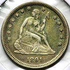 1891  Seated Liberty Quarter 25 Cents  R1931