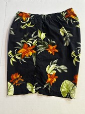 Tommy Bahama Relax Floral Hawaiian Black Swim Trunks W/Drawstrings Mens Sz Lrg.