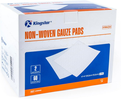 Kingstar Sterile Nonwoven Gauze Pads, 4''X 4'' Wound Dressing, 60 Packs - 120