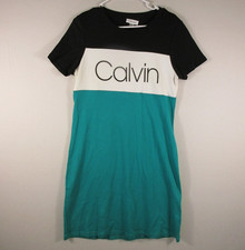 Calvin Klein Womens Crew Neck T-Shirt Dress Short Sleeve Size M Multicolor