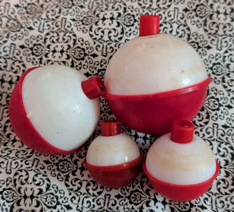 Vintage Lot of four (4) Fishing Bobbers, Used tackle lot