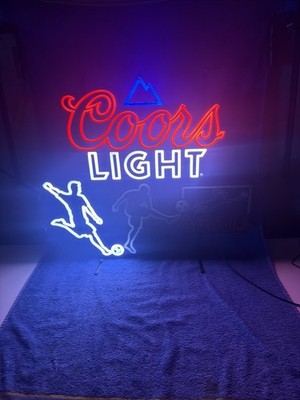 AWESOME COORS LIGHT BEER SOCCER LIGHT UP LED MOTION SIGN 26” X 23