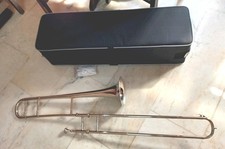 TROMBONE SLIDE MADE OF PURE BRASS METAL IN CHROME POLISH CASE BOX FREE SHIPP