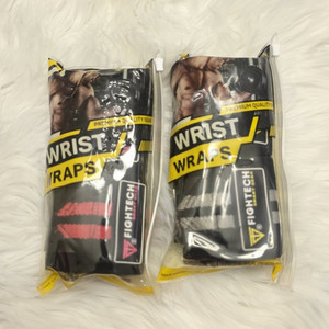 FIGHTECH Wrist Wraps for Gym Training Support, Unisex, Black/Red/White, 2 Pack