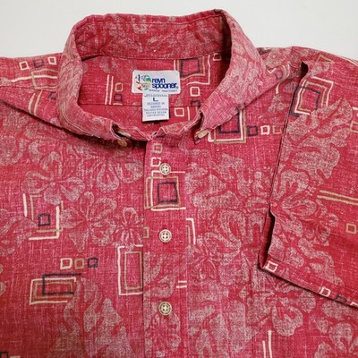Reyn Spooner PULLOVER Hawaiian Aloha Shirt Mens Large Red Floral