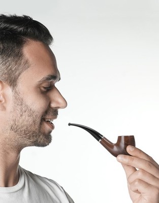 Tobacco Pipe Set | Curved Smoking Pipe w/ Foldable Stand & Starter