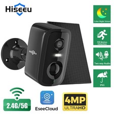 Hiseeu 4MP Outdoor Solar Battery Wireless Wifi Security Camera Color Night Audio