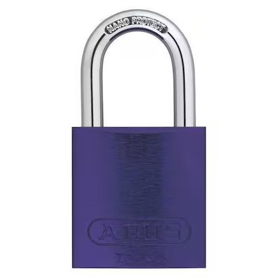 Abus 09186 Keyed Padlock, Open, Rectangular Aluminum Body, Hardened Steel
