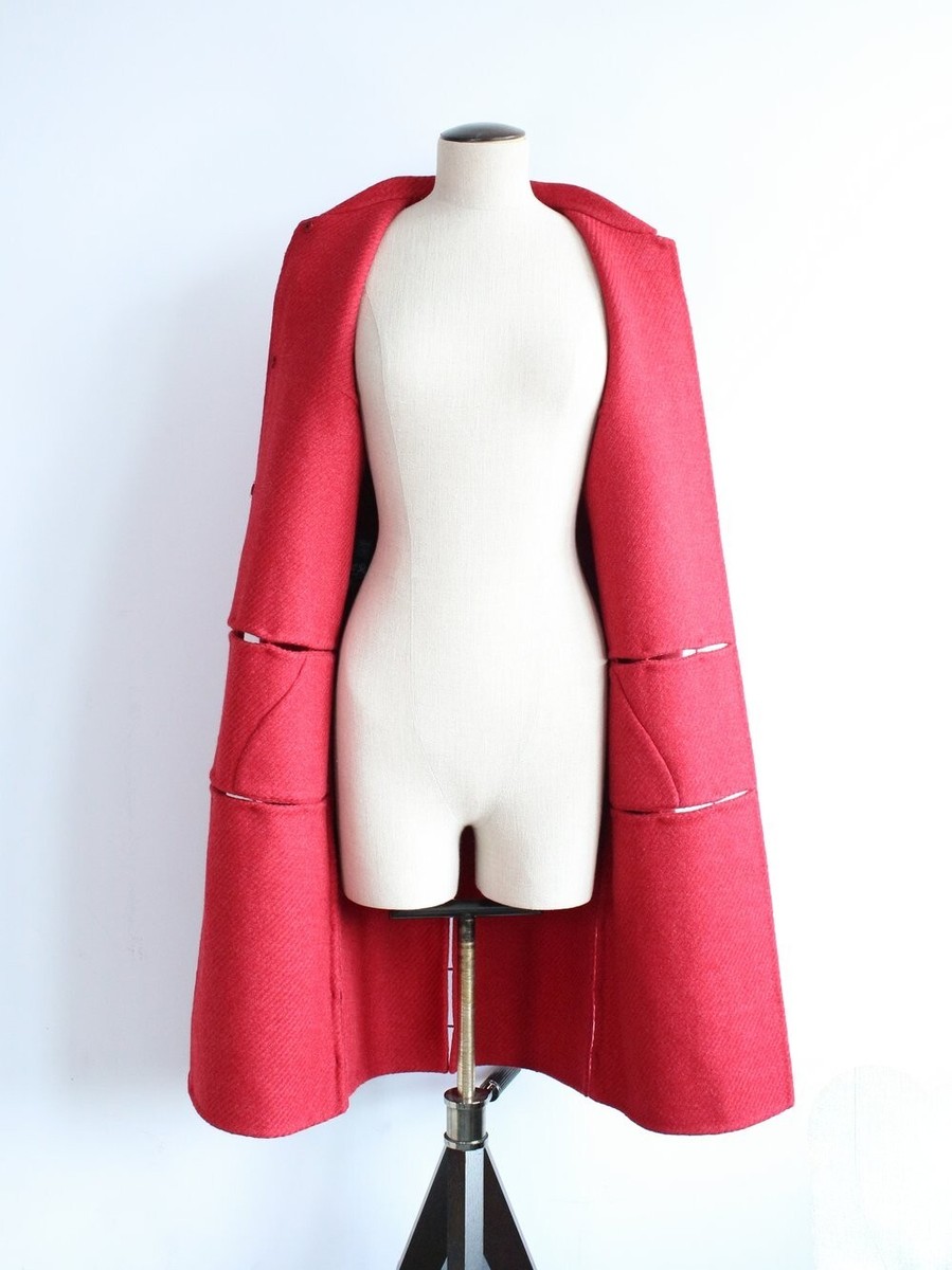 Vintage Archive Prada Fall 1998 Red Wool Suspended Panel Coat 40