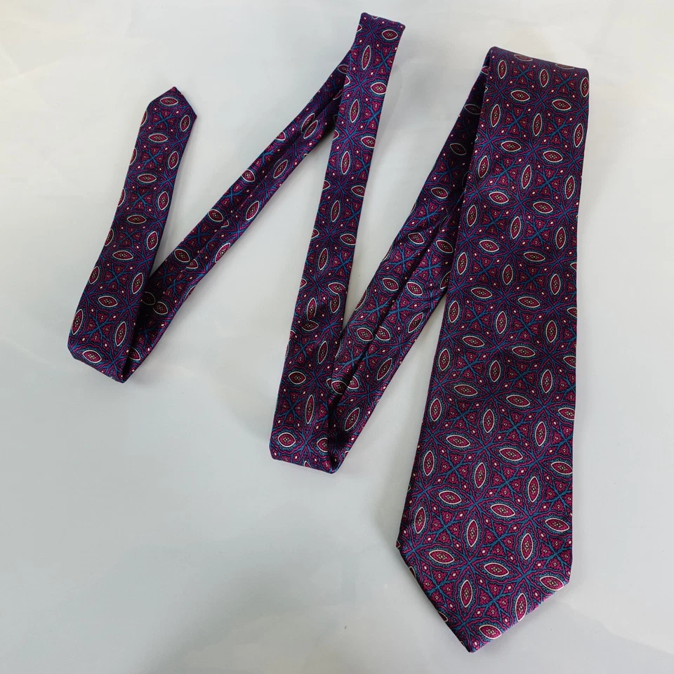 SAVILE ROW Cuello Corbata Hombres Púrpura Paisley Ikat Traje Vestido Preppy Geo Arte Estrecho Foto 4 de 4