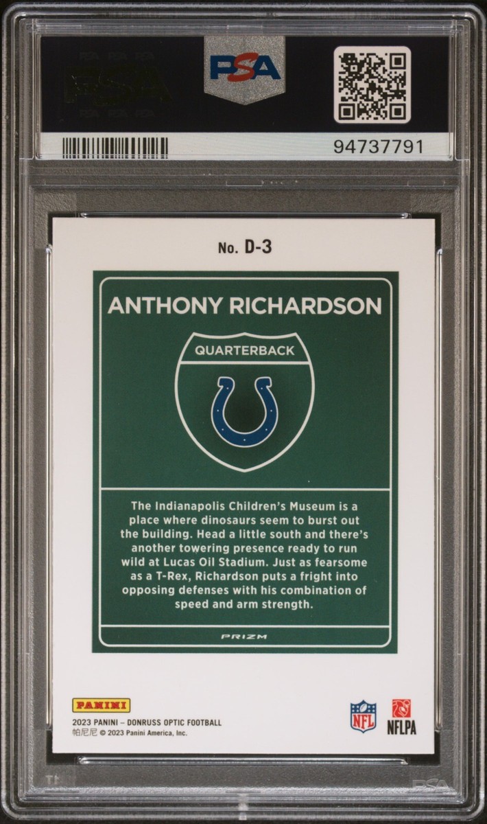 PSA 10 - 2023 Donruss Optic ANTHONY RICHARDSON RC Downtown PSA 10 - 2023 Donruss Optic ANTHONY RICHARDSON RC Downtown