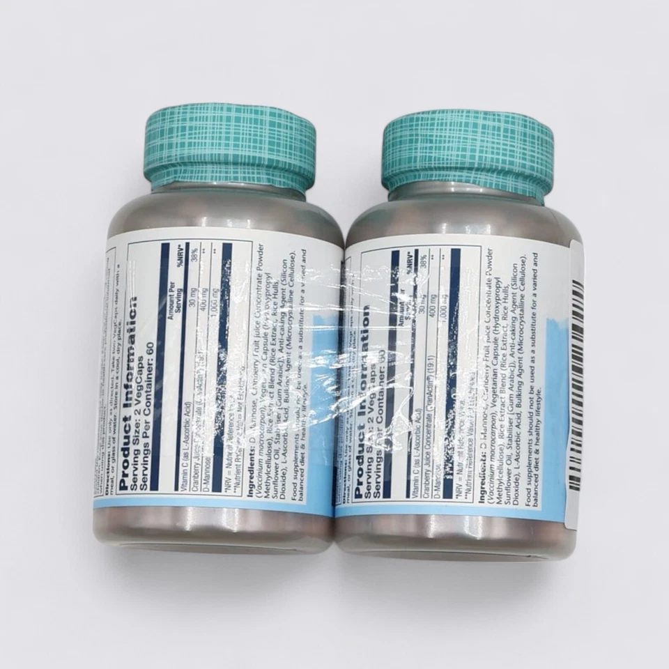 Solaray D-Mannose with CranActin + Cranberry Juice 120 VegCaps 2-Pack EXP: 12/27 - Image 2 of 2