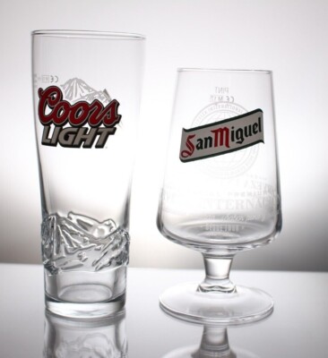 2er Set PINT Biergläser - Coors Light & San Miguel - Man Cave Hausbar Kneipe