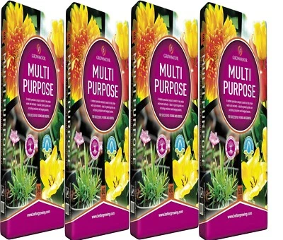 4 X 60 Litre Growmoor Multi-Purpose Compost Bag Plants Flowers Garden seeds