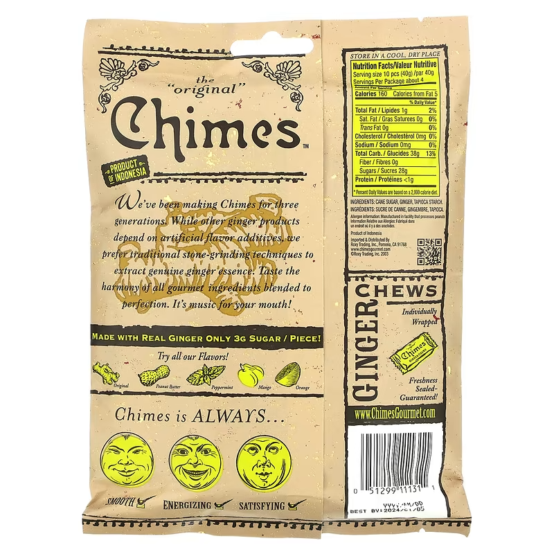 Chimes Original Ginger Chews Chewy Candy Vegan Gluten Free , 5 oz 2