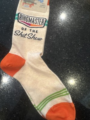 Blue Q Funny Novelty Crew Socks Ringmaster of the Sh*t Show Women s Shoe Sz 5-10