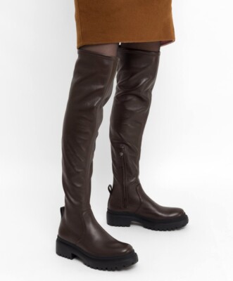 NWOB $2495 Brunello Cucinelli Women's 100% Leather Over Knee Boots 36/ 6US W242
