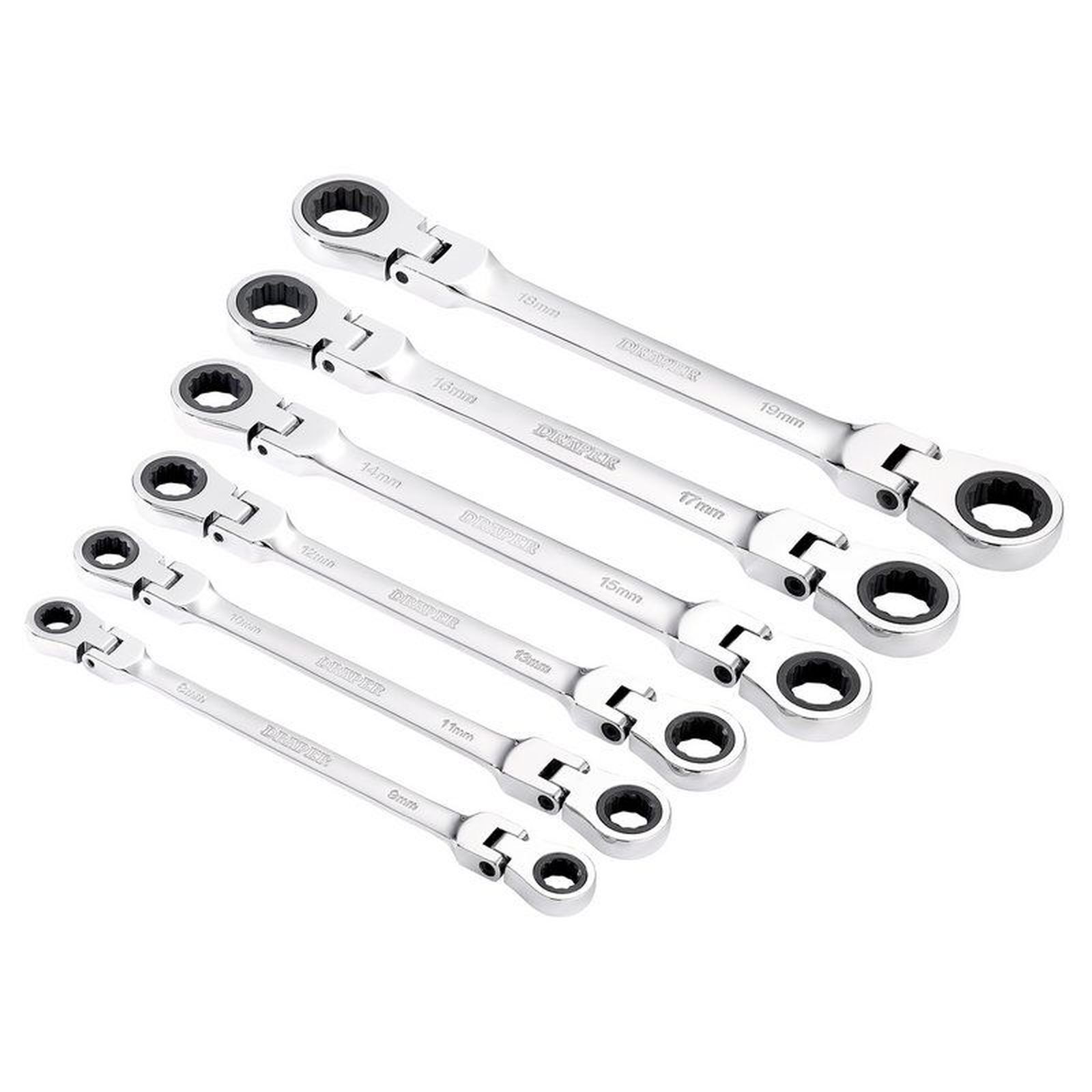 Draper Hi-Torq® Metric Flexible Head Double Ring Ratchet Spanner Set (6 Piece) Each 6 27762 - Image 2
