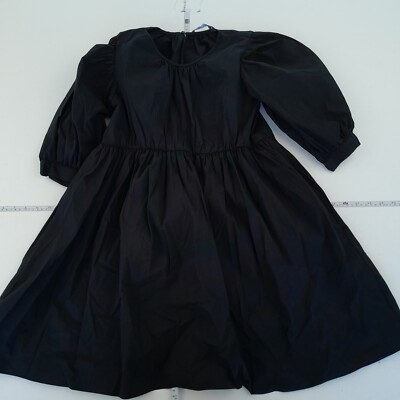 ZARA Kleid groß schwarz kurz Puffärmel knielang Rundhals Baumwolle Nylon