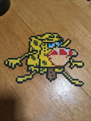 Caveman SpongeBob SquarePants Perler Beads Art