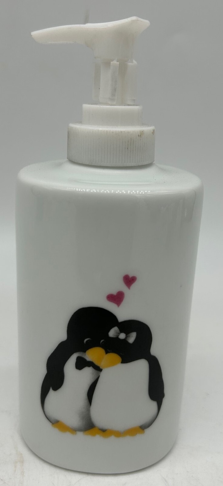 Soap Dispenser - White Porcelain decorated w/ Penguins - Imported-image