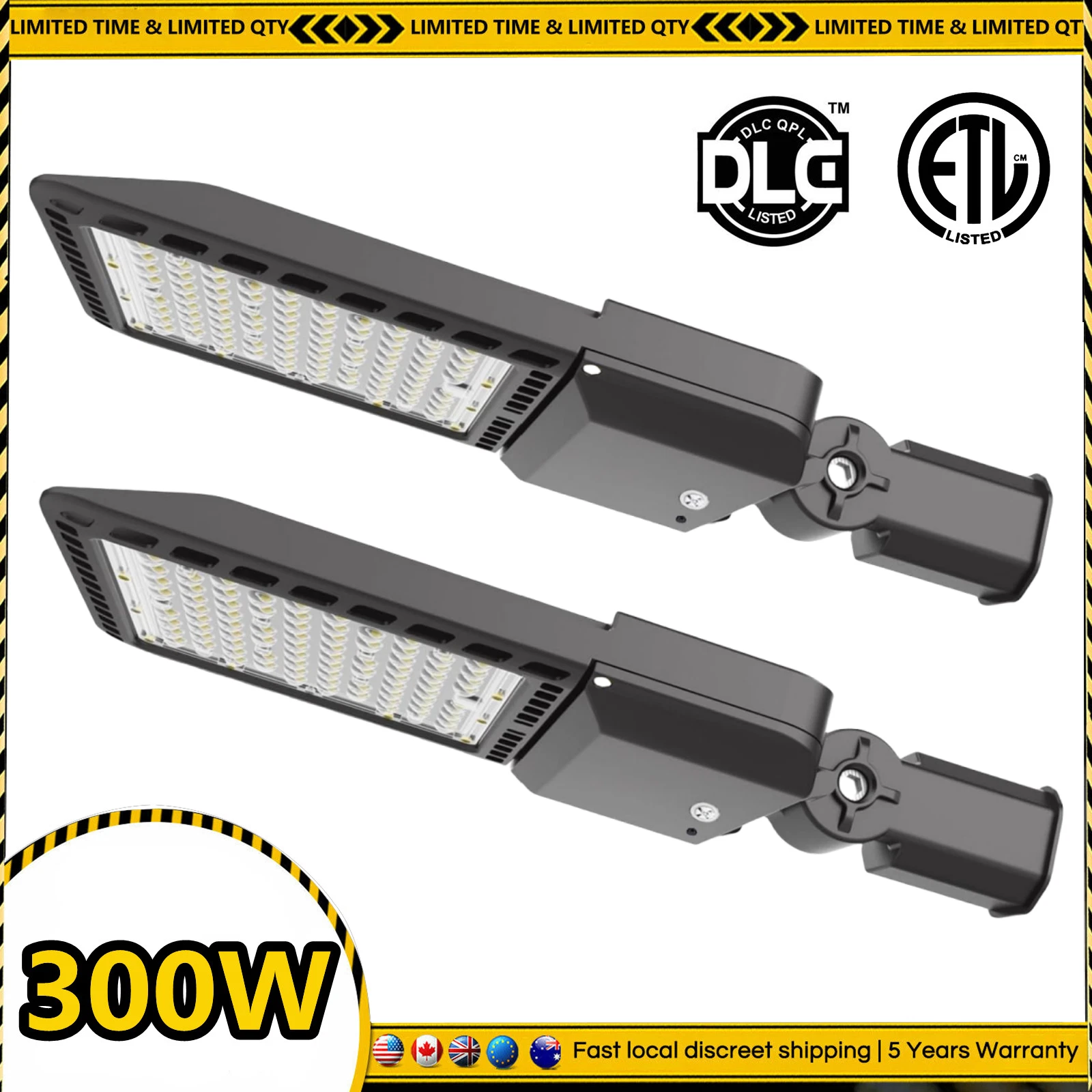 2-PACK LED Parking Lot Lights Module Street Pole fixture Shoebox Area Light 300W