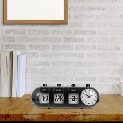 Perpetual Desk Calendar with Clock Manual Desktop Calendar Digital Date Month - Picture 12 of 13