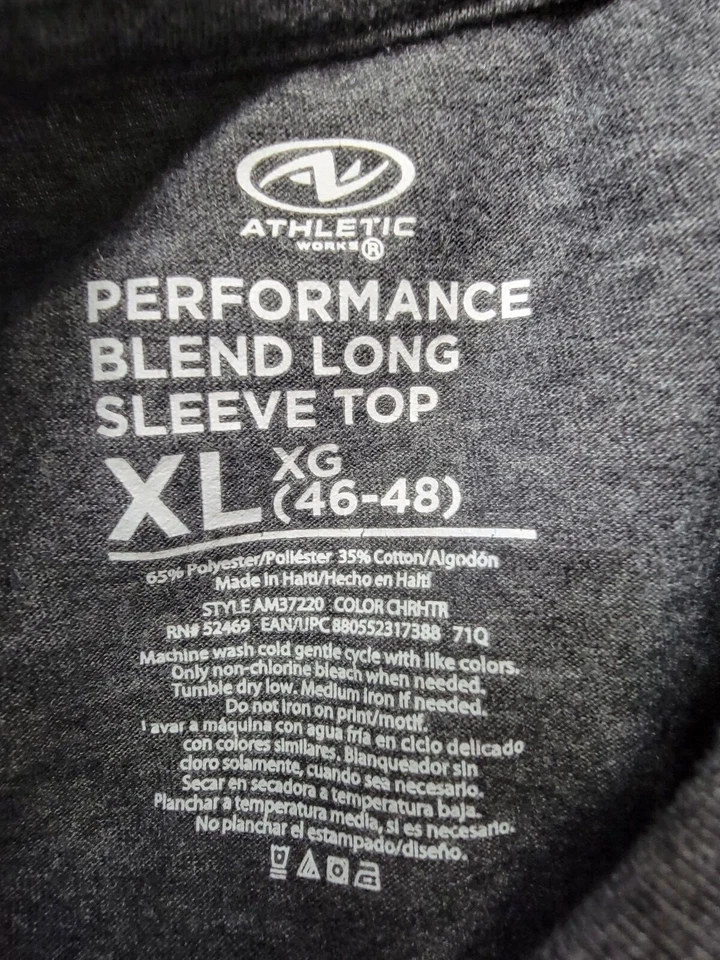 Athletics Works Mens Shirt Size XL X Large 46/48 Gray - Image 2 of 4