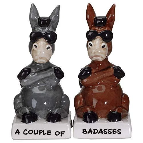 Pacific Trading A Couple of Badasses Ceramic Salt and Pepper Shaker Set 4 Inch