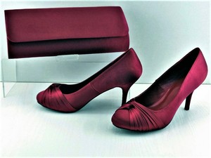 burgundy satin pumps