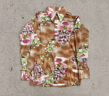 Vintage 70's Medici Disco AOP Big Collar Button Shirt Size M