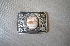 Metal Western Belt Buckle Horse Shoe And Stone