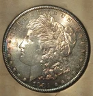 1881-s Morgan Silver Dollar Brilliant Uncirculated Tidy House Holder Toned