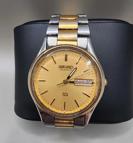 Vintage Seiko SQ Quartz Two-Tone Men's Watch 7N43-7A39 | Day-Date | July 1991