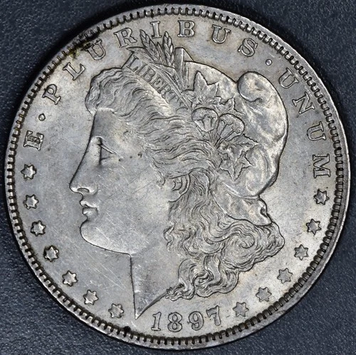 1897 $1 MORGAN SILVER DOLLAR KM# 110 Grade:  AU A6899