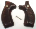 Vintage Smith & Wesson K Frame Checkered Over Size Wood round butt OEM S&W grips
