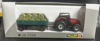 Faller Traktor MF mit Rundballen-Anhänger Faller Nr. 161552  Nicht bespielt 